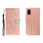 Custodia portafoglio in pelle goffrata con strass per Galaxy A01