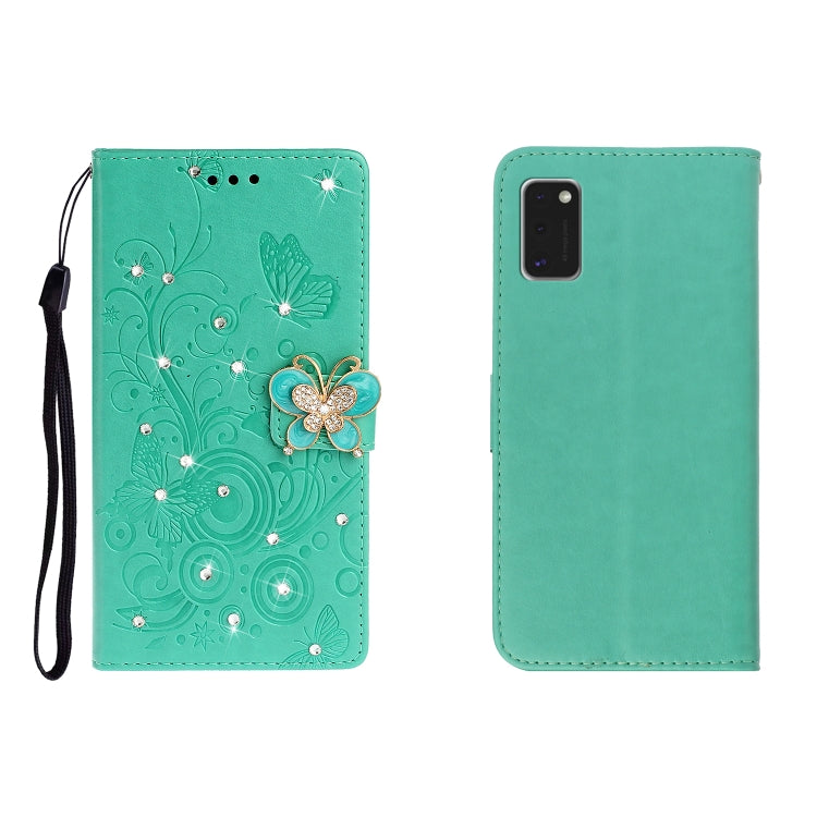 Custodia portafoglio in pelle goffrata con strass per Galaxy A01