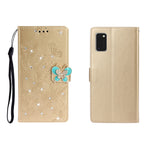 Custodia portafoglio in pelle goffrata con strass per Galaxy A01