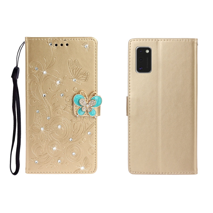Custodia portafoglio in pelle goffrata con strass per Galaxy A01