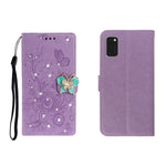 Custodia portafoglio in pelle goffrata con strass per Galaxy A01