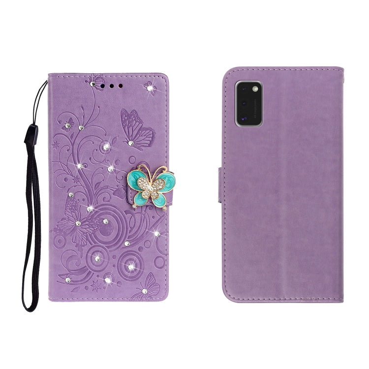 Custodia portafoglio in pelle goffrata con strass per Galaxy A01