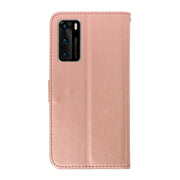 Custodia in pelle goffrata a farfalla con strass orizzontale con slot per schede, portafoglio e supporto, For Huawei P40