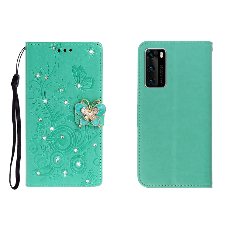 Custodia portafoglio in pelle con strass per Huawei P40