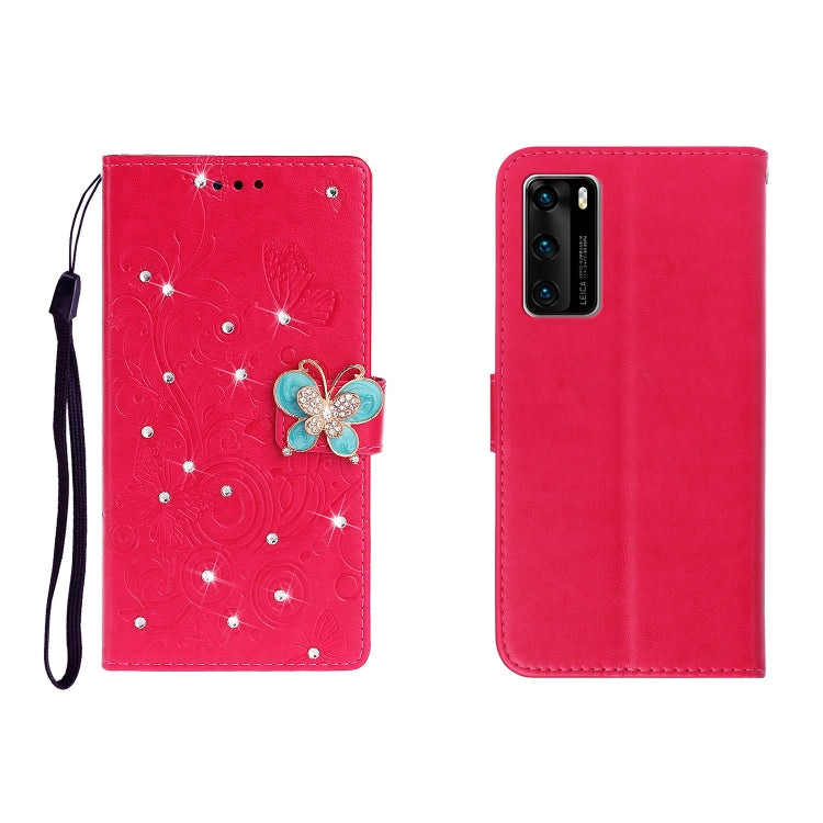 Custodia portafoglio in pelle con strass per Huawei P40