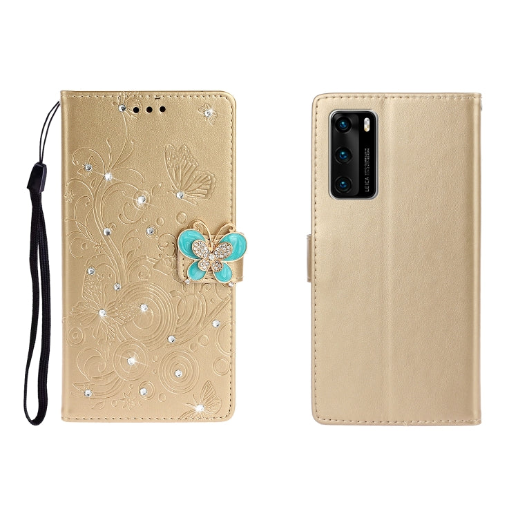 Custodia portafoglio in pelle con strass per Huawei P40