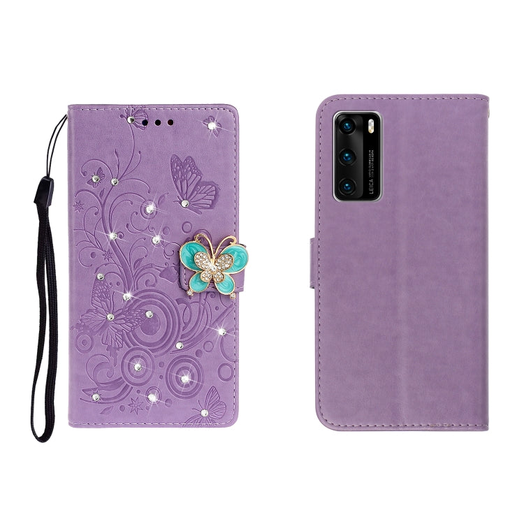 Custodia portafoglio in pelle con strass per Huawei P40