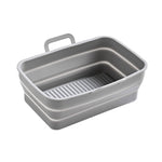 Teglia da forno pieghevole per friggitrice ad aria in silicone pieghevole a doppio cestello rettangolare