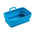 Teglia da forno pieghevole per friggitrice ad aria in silicone pieghevole a doppio cestello rettangolare