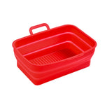 Teglia da forno pieghevole per friggitrice ad aria in silicone pieghevole a doppio cestello rettangolare