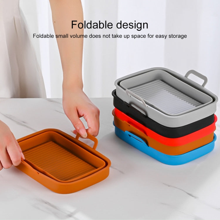 Teglia da forno pieghevole per friggitrice ad aria in silicone pieghevole a doppio cestello rettangolare