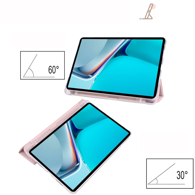 Custodia per tablet Smart Leather in TPU trasparente pieghevole a 3 pieghe, For Huawei MatePad 11 2021