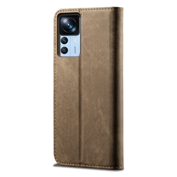 Custodia per telefono in pelle flip orizzontale con texture denim, For Xiaomi 12T/12T Pro/Redmi K50 Ultra