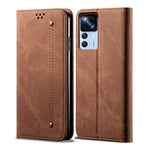 Custodia per telefono in pelle flip orizzontale con texture denim, For Xiaomi 12T/12T Pro/Redmi K50 Ultra