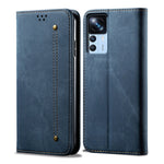 Custodia per telefono in pelle flip orizzontale con texture denim, For Xiaomi 12T/12T Pro/Redmi K50 Ultra