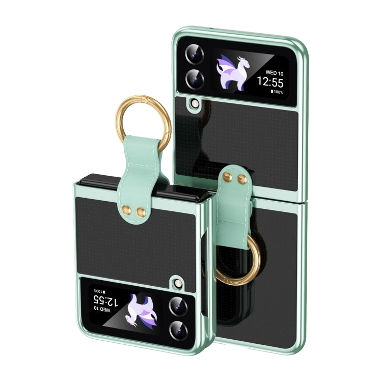 Custodia per telefono trasparente galvanica con anello, For Samsung Galaxy Z Flip4 5G, For Samsung Galaxy Z Flip3 5G