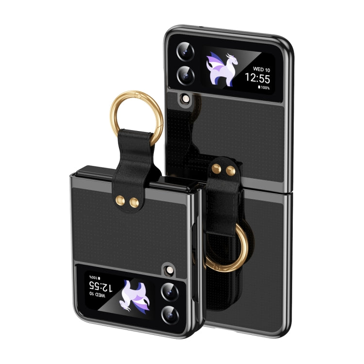 Custodia per telefono trasparente galvanica con anello, For Samsung Galaxy Z Flip4 5G, For Samsung Galaxy Z Flip3 5G