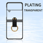Custodia per telefono trasparente galvanica con anello, For Samsung Galaxy Z Flip4 5G, For Samsung Galaxy Z Flip3 5G