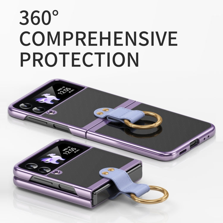 Custodia per telefono trasparente galvanica con anello, For Samsung Galaxy Z Flip4 5G, For Samsung Galaxy Z Flip3 5G