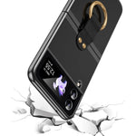 Custodia per telefono trasparente galvanica con anello, For Samsung Galaxy Z Flip4 5G, For Samsung Galaxy Z Flip3 5G