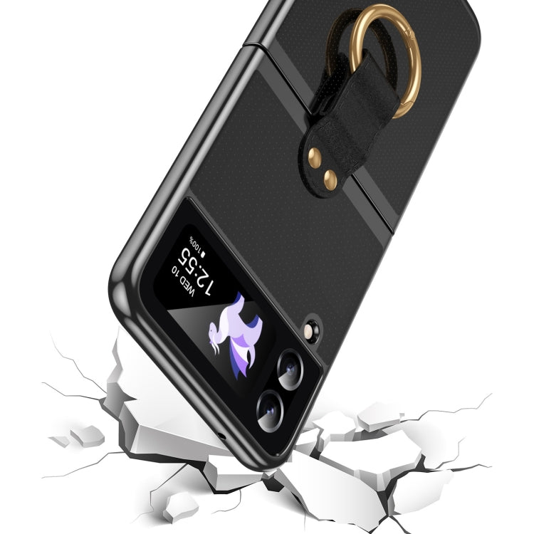 Custodia per telefono trasparente galvanica con anello, For Samsung Galaxy Z Flip4 5G, For Samsung Galaxy Z Flip3 5G