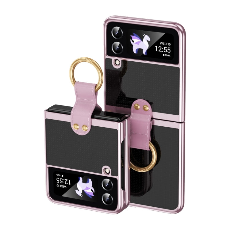 Custodia per telefono trasparente galvanica con anello, For Samsung Galaxy Z Flip4 5G, For Samsung Galaxy Z Flip3 5G