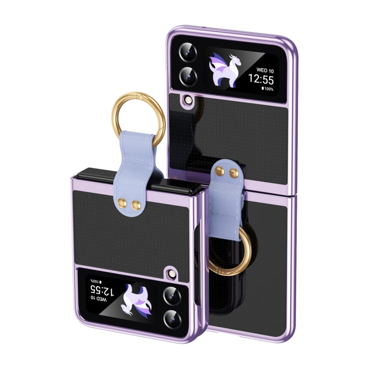 Custodia per telefono trasparente galvanica con anello, For Samsung Galaxy Z Flip4 5G, For Samsung Galaxy Z Flip3 5G