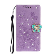 Custodia in pelle goffrata a farfalla con strass orizzontale con slot per schede, portafoglio e supporto, For Xiaomi Redmi Note 9 Pro