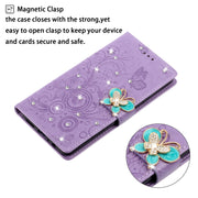 Custodia in pelle goffrata a farfalla con strass orizzontale con slot per schede, portafoglio e supporto, For Xiaomi Redmi Note 9 Pro