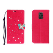 Custodia in pelle goffrata a farfalla con strass orizzontale con slot per schede, portafoglio e supporto, For Xiaomi Redmi Note 9 Pro