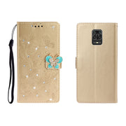 Custodia in pelle goffrata a farfalla con strass orizzontale con slot per schede, portafoglio e supporto, For Xiaomi Redmi Note 9 Pro