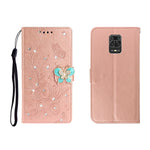 Custodia portafoglio in pelle goffrata con strass per Redmi Note