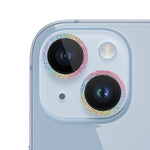 Pellicola per obiettivo della fotocamera in vetro temperato con anello glitterato, For iPhone 14, For iPhone 14 Plus, For iPhone 14 Pro, For iPhone 14 Pro Max