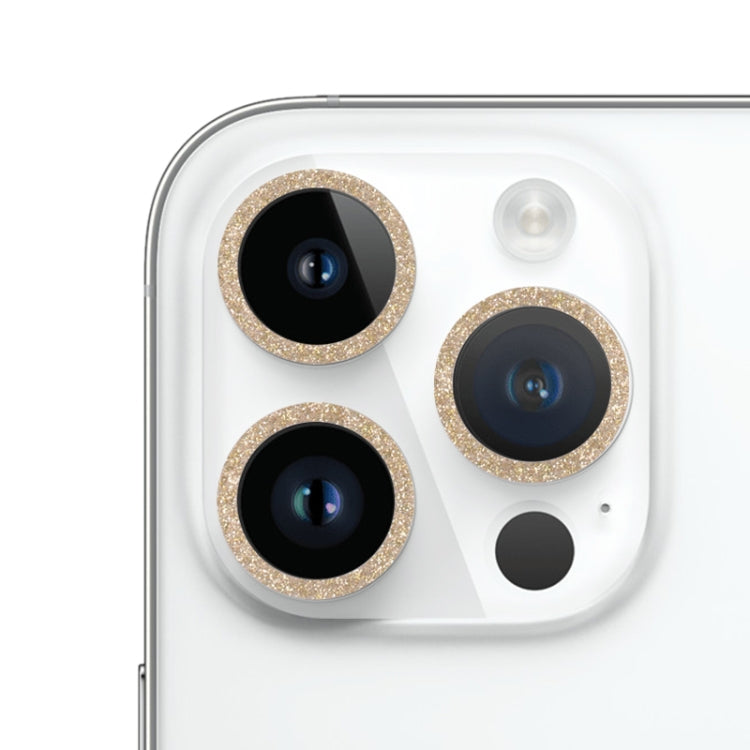 Pellicola per obiettivo della fotocamera in vetro temperato con anello glitterato, For iPhone 14, For iPhone 14 Plus, For iPhone 14 Pro, For iPhone 14 Pro Max