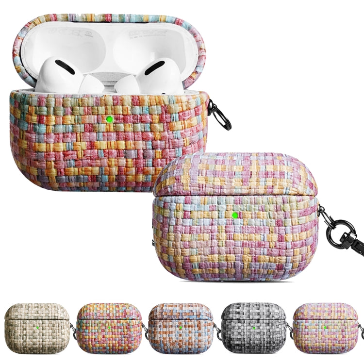 Weave Texture PU Custodia protettiva antiurto per auricolari con gancio, For AirPods Pro, For AirPods Pro 2