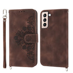 Custodia per telefono in pelle con portafoglio in rilievo con fiori al tatto, For Samsung Galaxy S22 5G