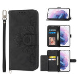 Custodia per telefono in pelle con portafoglio in rilievo con fiori al tatto, For Samsung Galaxy S21+ 5G, For Samsung Galaxy S21 5G, For Samsung Galaxy S22 Ultra 5G, For Samsung Galaxy S22+ 5G