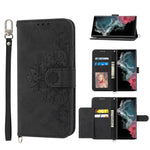 Custodia per telefono in pelle con portafoglio in rilievo con fiori al tatto, For Samsung Galaxy S21+ 5G, For Samsung Galaxy S21 5G, For Samsung Galaxy S22 Ultra 5G, For Samsung Galaxy S22+ 5G