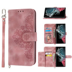 Custodia per telefono in pelle con portafoglio in rilievo con fiori al tatto, For Samsung Galaxy S21+ 5G, For Samsung Galaxy S21 5G, For Samsung Galaxy S22 Ultra 5G, For Samsung Galaxy S22+ 5G