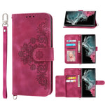 Custodia per telefono in pelle con portafoglio in rilievo con fiori al tatto, For Samsung Galaxy S21+ 5G, For Samsung Galaxy S21 5G, For Samsung Galaxy S22 Ultra 5G, For Samsung Galaxy S22+ 5G