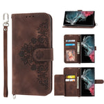 Custodia per telefono in pelle con portafoglio in rilievo con fiori al tatto, For Samsung Galaxy S21+ 5G, For Samsung Galaxy S21 5G, For Samsung Galaxy S22 Ultra 5G, For Samsung Galaxy S22+ 5G
