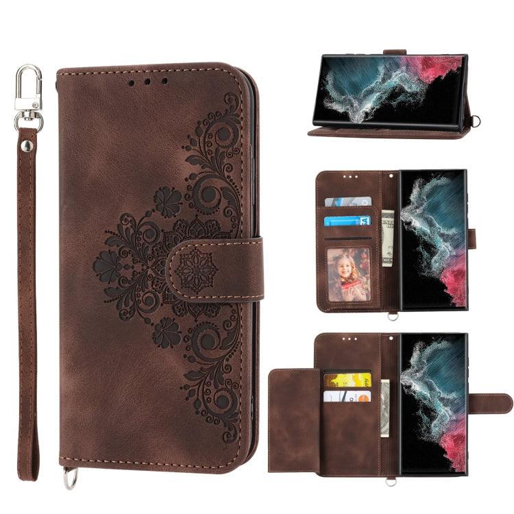 Custodia per telefono in pelle con portafoglio in rilievo con fiori al tatto, For Samsung Galaxy S21+ 5G, For Samsung Galaxy S21 5G, For Samsung Galaxy S22 Ultra 5G, For Samsung Galaxy S22+ 5G
