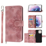 Custodia per telefono in pelle con portafoglio in rilievo con fiori al tatto, For Samsung Galaxy S21+ 5G, For Samsung Galaxy S21 5G, For Samsung Galaxy S22 Ultra 5G, For Samsung Galaxy S22+ 5G