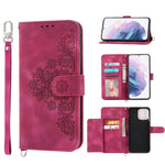 Custodia per telefono in pelle con portafoglio in rilievo con fiori al tatto, For Samsung Galaxy S21+ 5G, For Samsung Galaxy S21 5G, For Samsung Galaxy S22 Ultra 5G, For Samsung Galaxy S22+ 5G