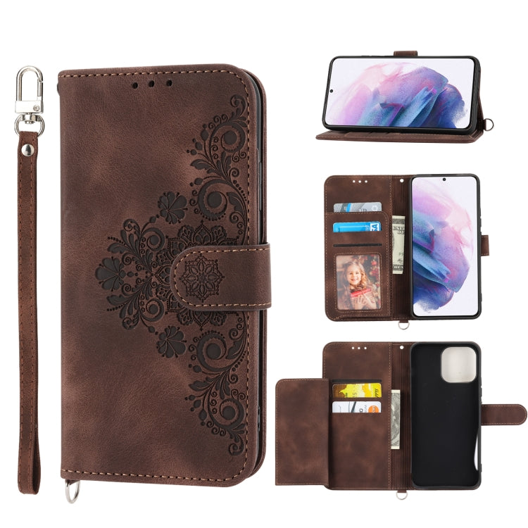 Custodia per telefono in pelle con portafoglio in rilievo con fiori al tatto, For Samsung Galaxy S21+ 5G, For Samsung Galaxy S21 5G, For Samsung Galaxy S22 Ultra 5G, For Samsung Galaxy S22+ 5G