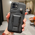 Custodia per telefono con porta carte di rotazione in pelle laterale, For iPhone 11