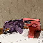 Custodia per telefono con porta carte di rotazione in pelle laterale, For iPhone 11