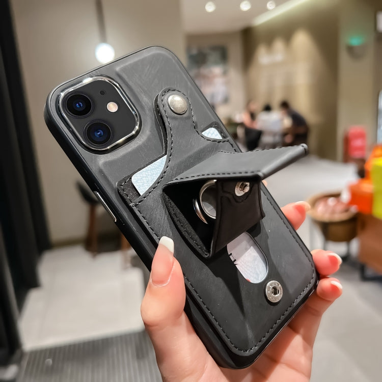 Custodia per telefono con porta carte di rotazione in pelle laterale, For iPhone 11