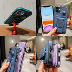 Custodia per telefono con porta carte di rotazione in pelle laterale, For iPhone 11