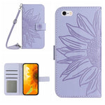 Skin Feel Custodia per cellulare in pelle con motivo a fiori di sole, For iPhone 6, For iPhone 6s Plus